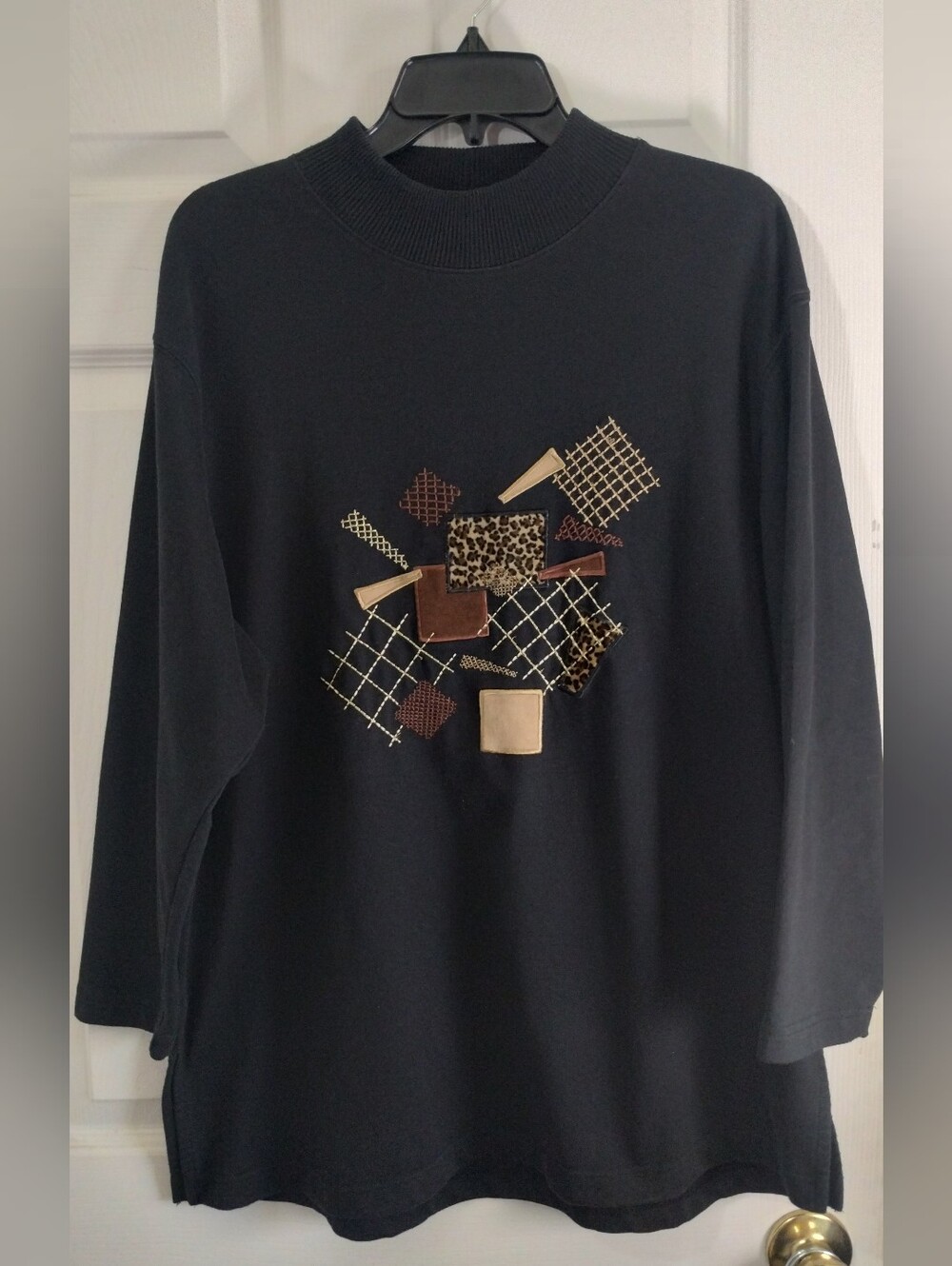 Vintage Plus Size Black Cheetah Patch Work Sweater